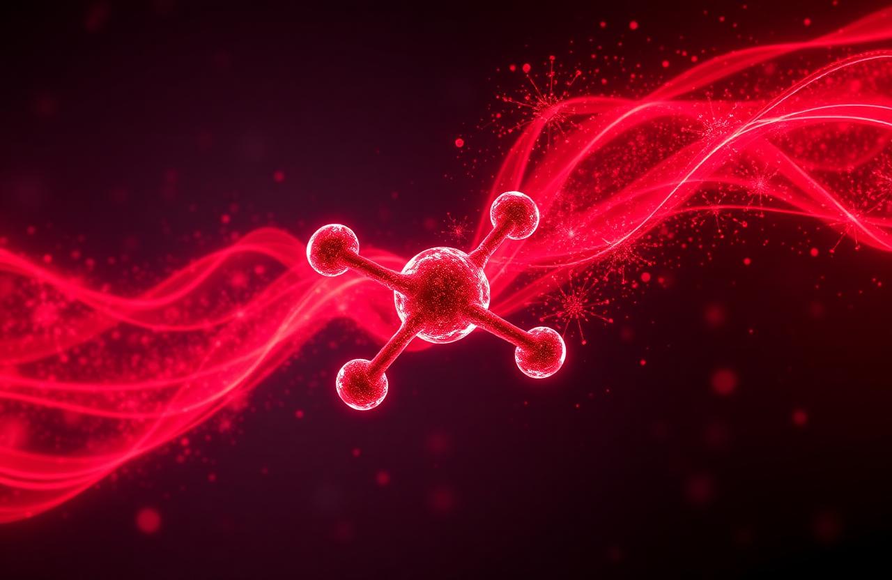 Scientific illustration of testosterone molecule and energy waves representing how Boost Surge X works